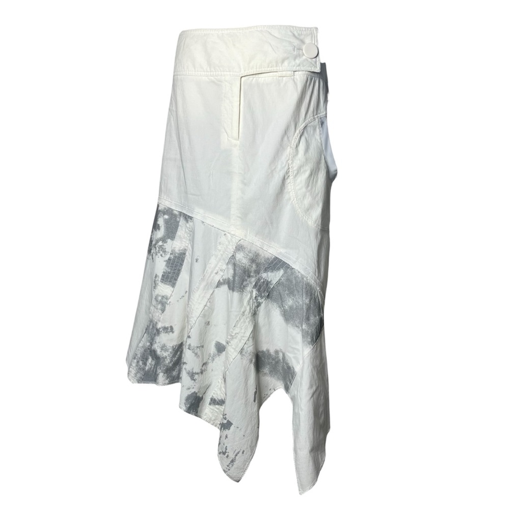 Y2K Vintage White Asymmetrical Handkerchief Hem Midi Skirt Made in Italy